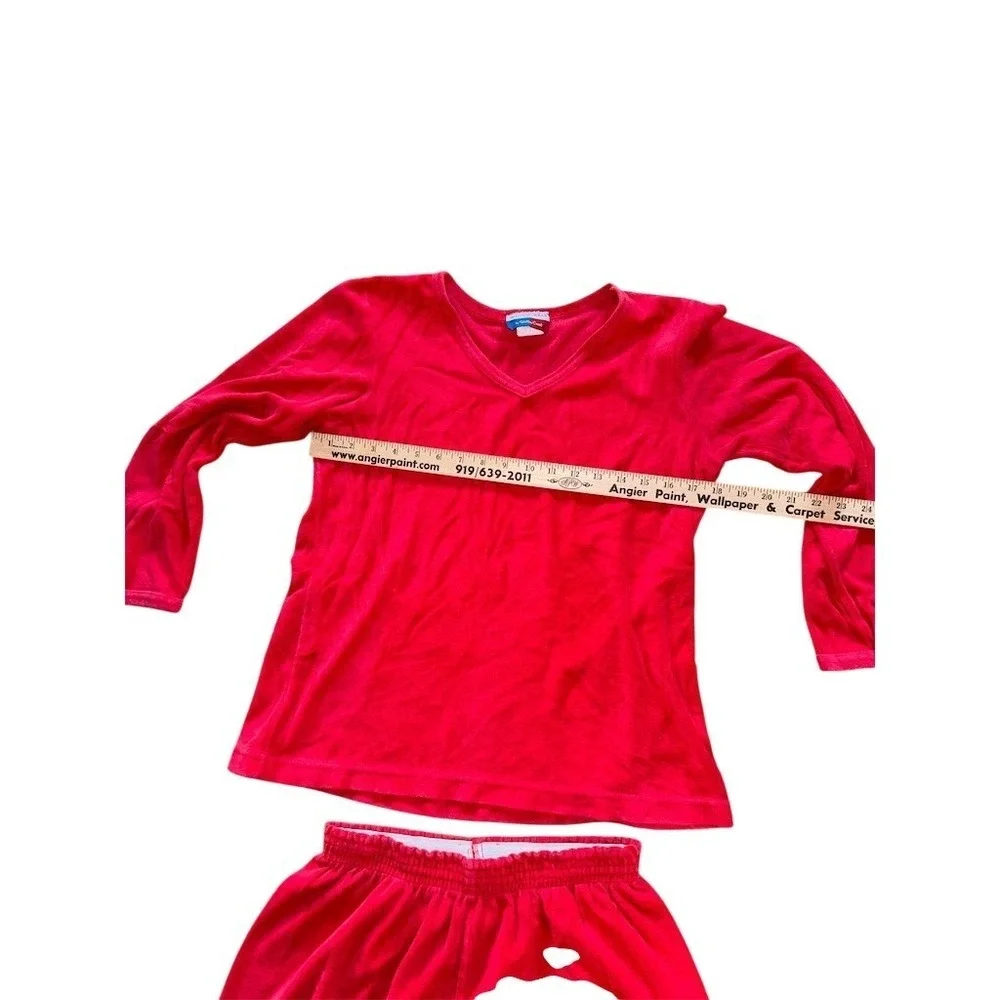Willow Wear Pajama Set Womens M Red Solid V-Neck Long Sleeve 2-Piece cozycore